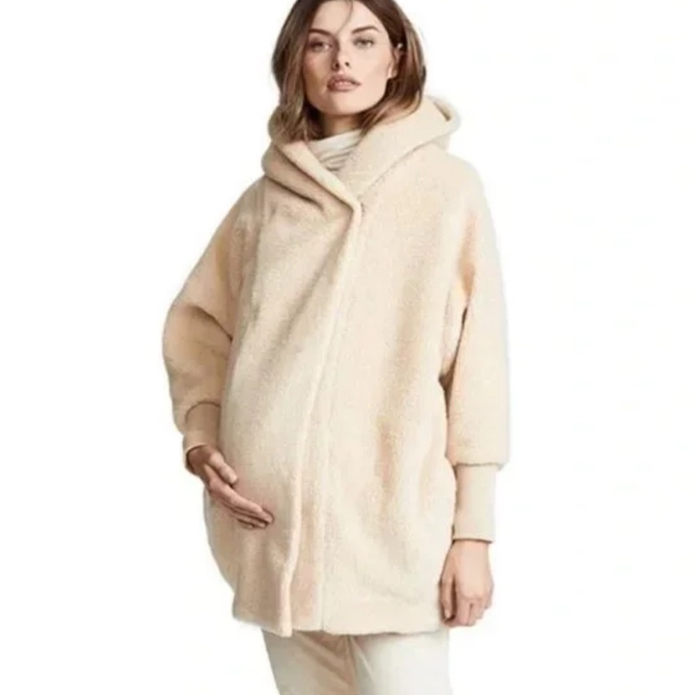 Hatch Maternity Faux Shearling Oversized Hood Raglan Sleeve Coat